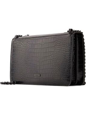 Aldo Black Croc-Embossed Crossbody Bag